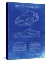 PP994-Faded Blueprint Porsche 911 with Spoiler Patent Poster-Cole Borders-Stretched Canvas