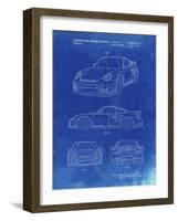 PP994-Faded Blueprint Porsche 911 with Spoiler Patent Poster-Cole Borders-Framed Giclee Print
