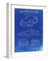 PP994-Faded Blueprint Porsche 911 with Spoiler Patent Poster-Cole Borders-Framed Giclee Print