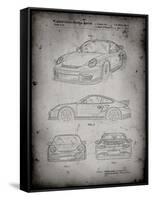 PP994-Faded Grey Porsche 911 with Spoiler Patent Poster-Cole Borders-Framed Stretched Canvas