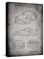 PP994-Faded Grey Porsche 911 with Spoiler Patent Poster-Cole Borders-Stretched Canvas