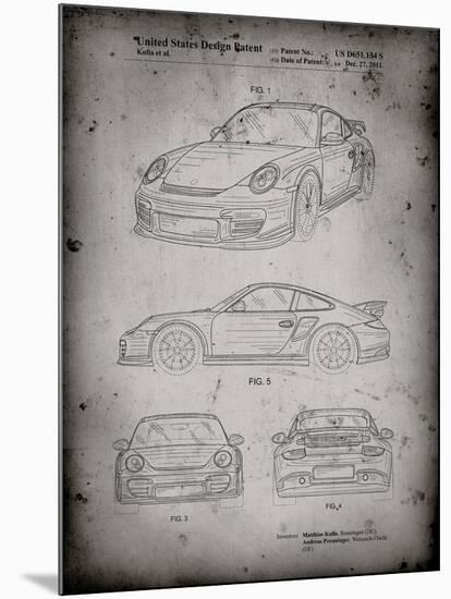 PP994-Faded Grey Porsche 911 with Spoiler Patent Poster-Cole Borders-Mounted Giclee Print