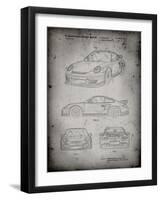 PP994-Faded Grey Porsche 911 with Spoiler Patent Poster-Cole Borders-Framed Giclee Print