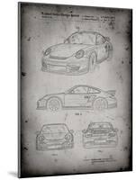 PP994-Faded Grey Porsche 911 with Spoiler Patent Poster-Cole Borders-Mounted Giclee Print