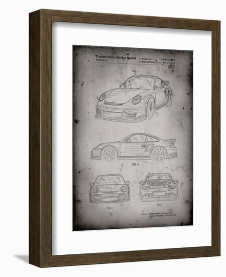 PP994-Faded Grey Porsche 911 with Spoiler Patent Poster-Cole Borders-Framed Giclee Print