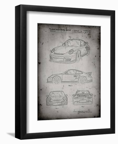 PP994-Faded Grey Porsche 911 with Spoiler Patent Poster-Cole Borders-Framed Giclee Print