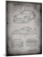 PP994-Faded Grey Porsche 911 with Spoiler Patent Poster-Cole Borders-Mounted Giclee Print