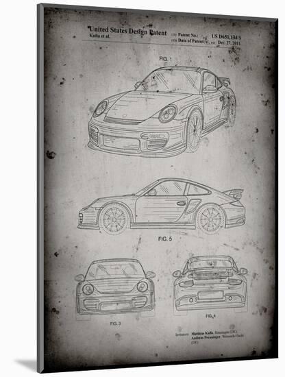 PP994-Faded Grey Porsche 911 with Spoiler Patent Poster-Cole Borders-Mounted Giclee Print