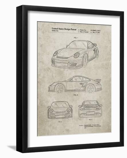 PP994-Sandstone Porsche 911 with Spoiler Patent Poster-Cole Borders-Framed Giclee Print