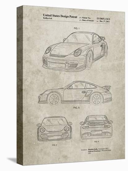 PP994-Sandstone Porsche 911 with Spoiler Patent Poster-Cole Borders-Stretched Canvas