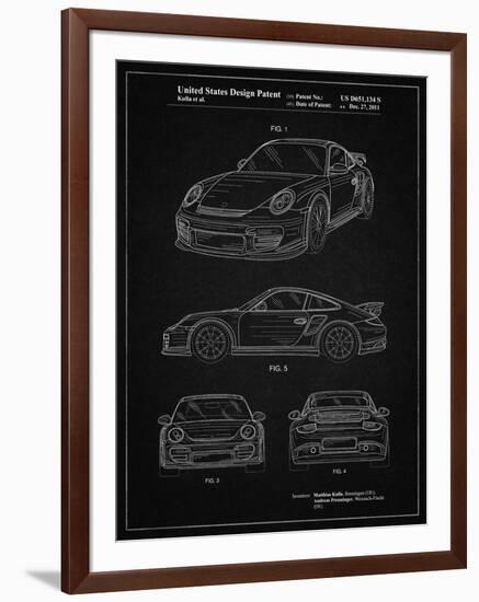 PP994-Vintage Black Porsche 911 with Spoiler Patent Poster-Cole Borders-Framed Giclee Print