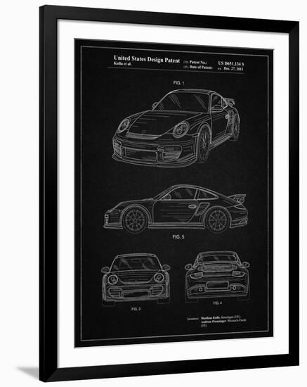 PP994-Vintage Black Porsche 911 with Spoiler Patent Poster-Cole Borders-Framed Giclee Print