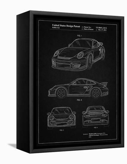 PP994-Vintage Black Porsche 911 with Spoiler Patent Poster-Cole Borders-Framed Stretched Canvas