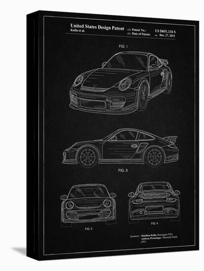 PP994-Vintage Black Porsche 911 with Spoiler Patent Poster-Cole Borders-Stretched Canvas