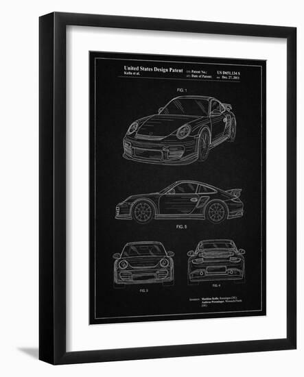 PP994-Vintage Black Porsche 911 with Spoiler Patent Poster-Cole Borders-Framed Giclee Print