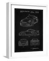 PP994-Vintage Black Porsche 911 with Spoiler Patent Poster-Cole Borders-Framed Giclee Print