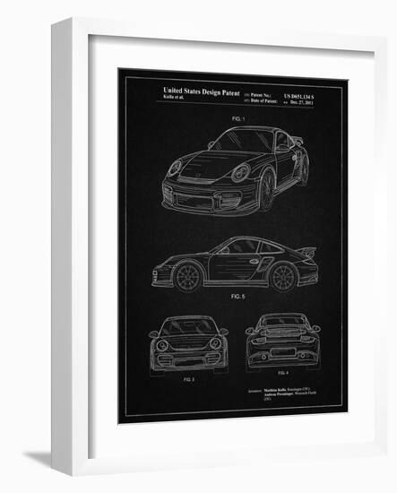 PP994-Vintage Black Porsche 911 with Spoiler Patent Poster-Cole Borders-Framed Giclee Print