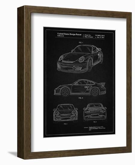 PP994-Vintage Black Porsche 911 with Spoiler Patent Poster-Cole Borders-Framed Giclee Print