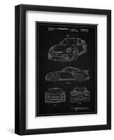 PP994-Vintage Black Porsche 911 with Spoiler Patent Poster-Cole Borders-Framed Giclee Print