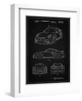 PP994-Vintage Black Porsche 911 with Spoiler Patent Poster-Cole Borders-Framed Giclee Print