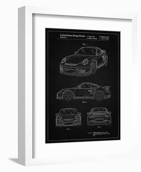 PP994-Vintage Black Porsche 911 with Spoiler Patent Poster-Cole Borders-Framed Giclee Print