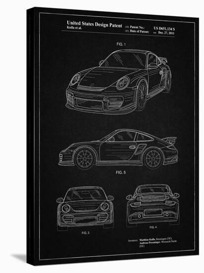 PP994-Vintage Black Porsche 911 with Spoiler Patent Poster-Cole Borders-Stretched Canvas