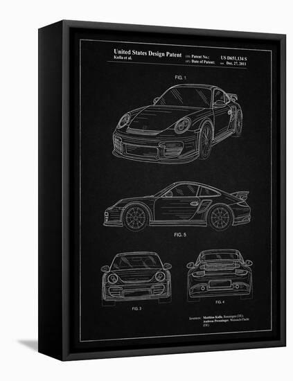 PP994-Vintage Black Porsche 911 with Spoiler Patent Poster-Cole Borders-Framed Stretched Canvas