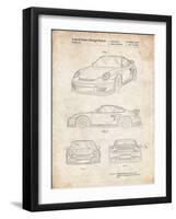 PP994-Vintage Parchment Porsche 911 with Spoiler Patent Poster-Cole Borders-Framed Giclee Print