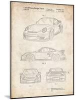 PP994-Vintage Parchment Porsche 911 with Spoiler Patent Poster-Cole Borders-Mounted Giclee Print