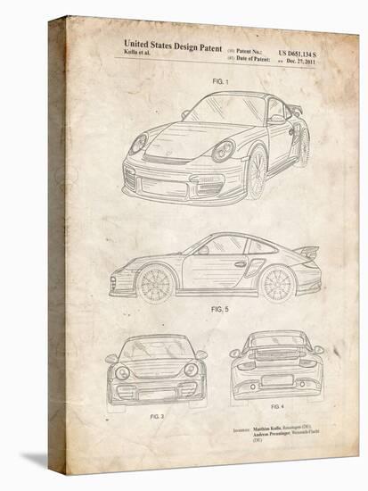 PP994-Vintage Parchment Porsche 911 with Spoiler Patent Poster-Cole Borders-Stretched Canvas