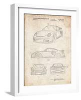 PP994-Vintage Parchment Porsche 911 with Spoiler Patent Poster-Cole Borders-Framed Premium Giclee Print