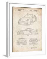 PP994-Vintage Parchment Porsche 911 with Spoiler Patent Poster-Cole Borders-Framed Giclee Print