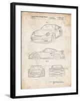 PP994-Vintage Parchment Porsche 911 with Spoiler Patent Poster-Cole Borders-Framed Giclee Print