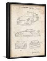 PP994-Vintage Parchment Porsche 911 with Spoiler Patent Poster-Cole Borders-Framed Giclee Print