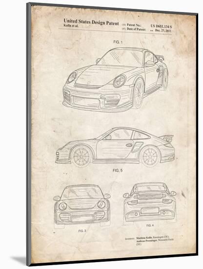 PP994-Vintage Parchment Porsche 911 with Spoiler Patent Poster-Cole Borders-Mounted Giclee Print