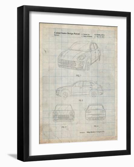 PP995-Antique Grid Parchment Porsche Cayenne Patent Poster-Cole Borders-Framed Giclee Print