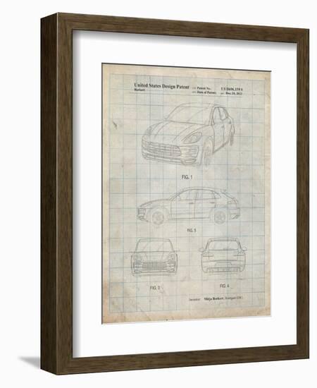 PP995-Antique Grid Parchment Porsche Cayenne Patent Poster-Cole Borders-Framed Giclee Print