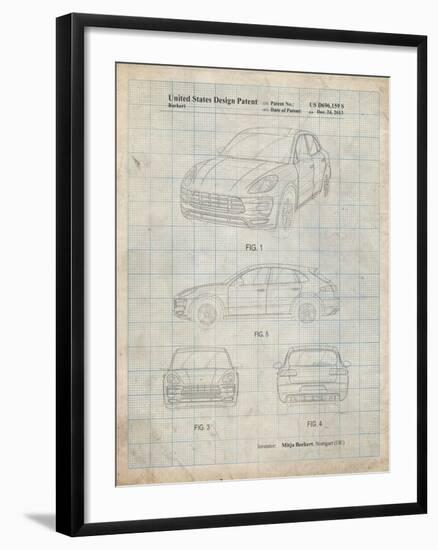 PP995-Antique Grid Parchment Porsche Cayenne Patent Poster-Cole Borders-Framed Giclee Print