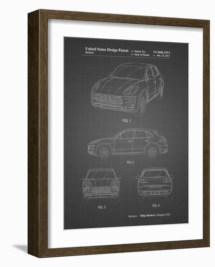 PP995-Black Grid Porsche Cayenne Patent Poster-Cole Borders-Framed Giclee Print