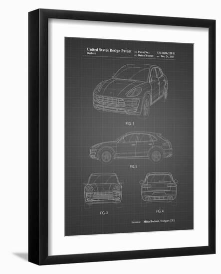 PP995-Black Grid Porsche Cayenne Patent Poster-Cole Borders-Framed Giclee Print