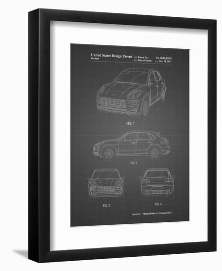 PP995-Black Grid Porsche Cayenne Patent Poster-Cole Borders-Framed Giclee Print