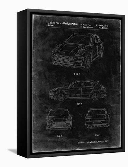 PP995-Black Grunge Porsche Cayenne Patent Poster-Cole Borders-Framed Stretched Canvas