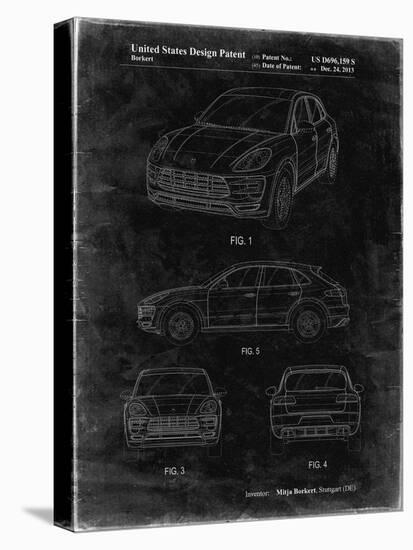 PP995-Black Grunge Porsche Cayenne Patent Poster-Cole Borders-Stretched Canvas