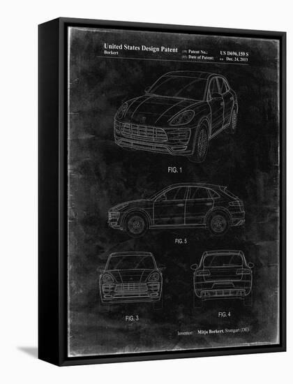 PP995-Black Grunge Porsche Cayenne Patent Poster-Cole Borders-Framed Stretched Canvas