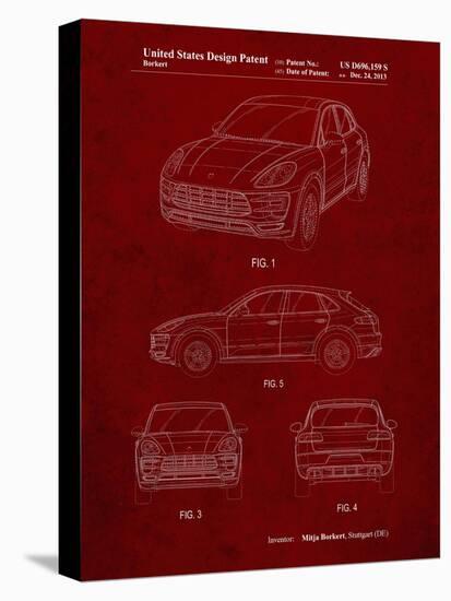 PP995-Burgundy Porsche Cayenne Patent Poster-Cole Borders-Stretched Canvas