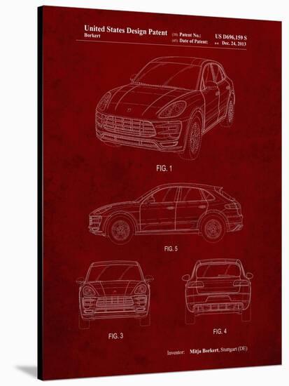 PP995-Burgundy Porsche Cayenne Patent Poster-Cole Borders-Stretched Canvas