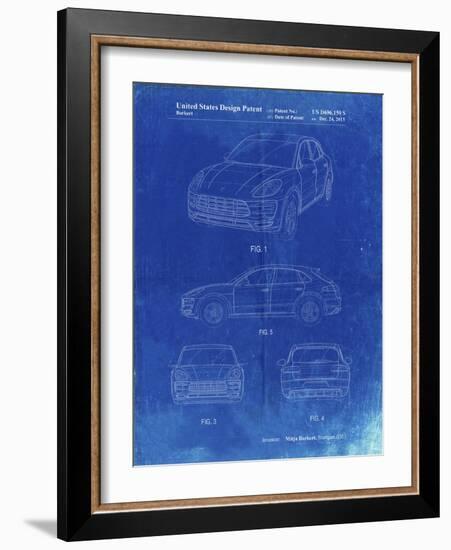 PP995-Faded Blueprint Porsche Cayenne Patent Poster-Cole Borders-Framed Giclee Print