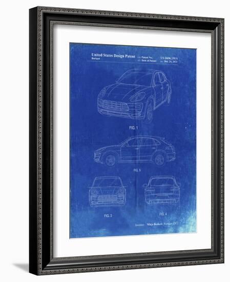 PP995-Faded Blueprint Porsche Cayenne Patent Poster-Cole Borders-Framed Giclee Print