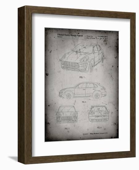 PP995-Faded Grey Porsche Cayenne Patent Poster-Cole Borders-Framed Premium Giclee Print