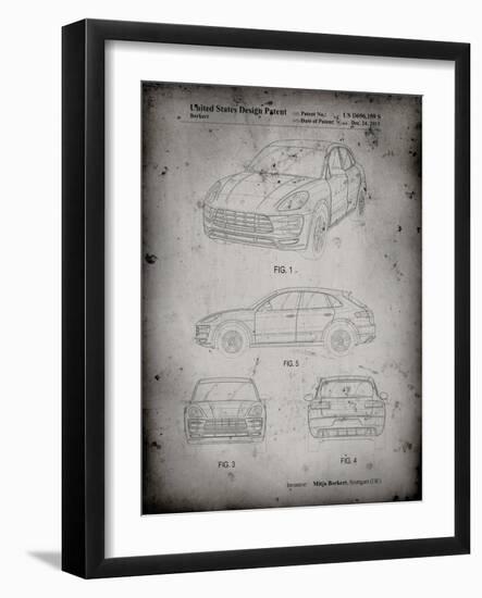 PP995-Faded Grey Porsche Cayenne Patent Poster-Cole Borders-Framed Giclee Print